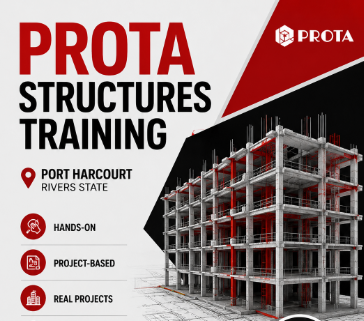 Prota Structures training in Port Harcourt, Rivers State showing hands-on structural engineering course with BIM design, real project-based learning, and Prota Structures software training